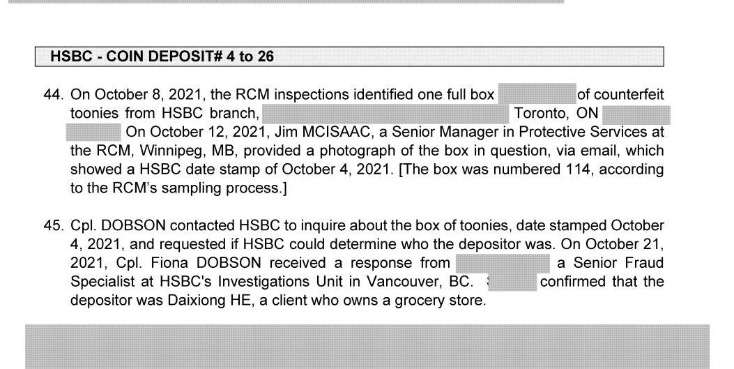 RCMP report exceprt on HSBC lapse