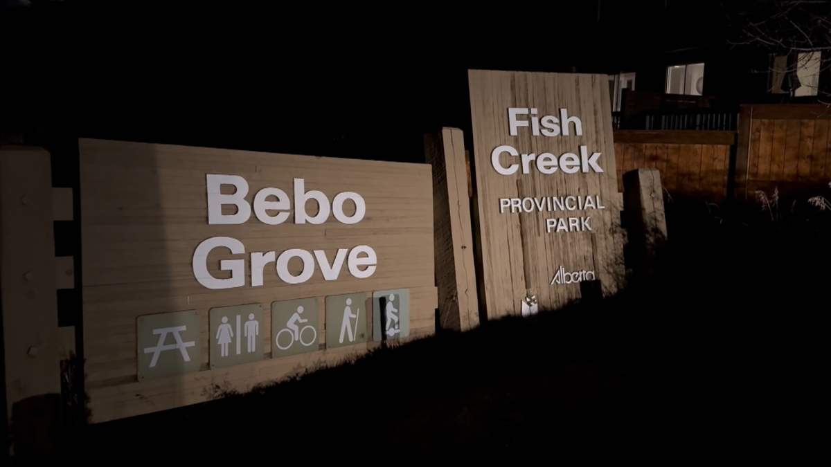 Warning signs were posted along trails in Fish Creek Park recently after a black bear was seen feeding from garbage and compost bins in the SW Calgary neighbourhood of Woodbine.