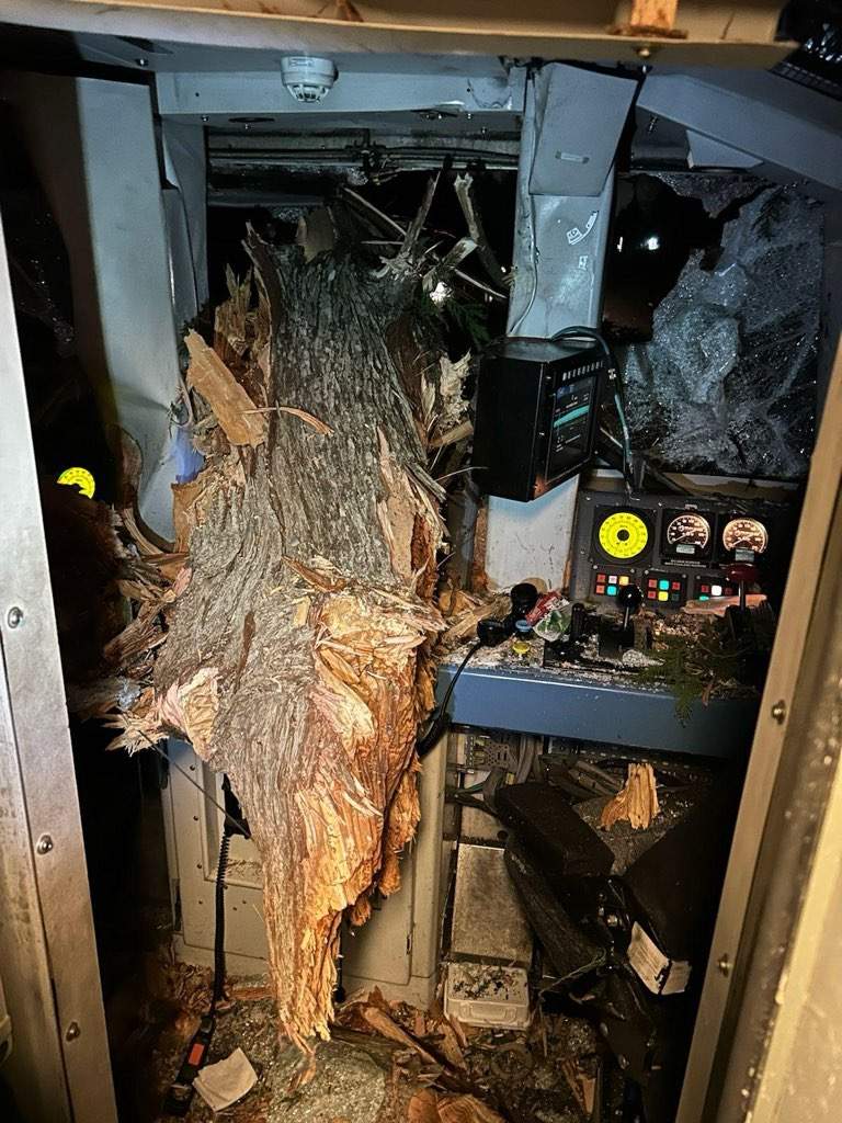 A look at the damage sustained by the Amtrak train in Washington State during the bomb cyclone on Tuesday night.