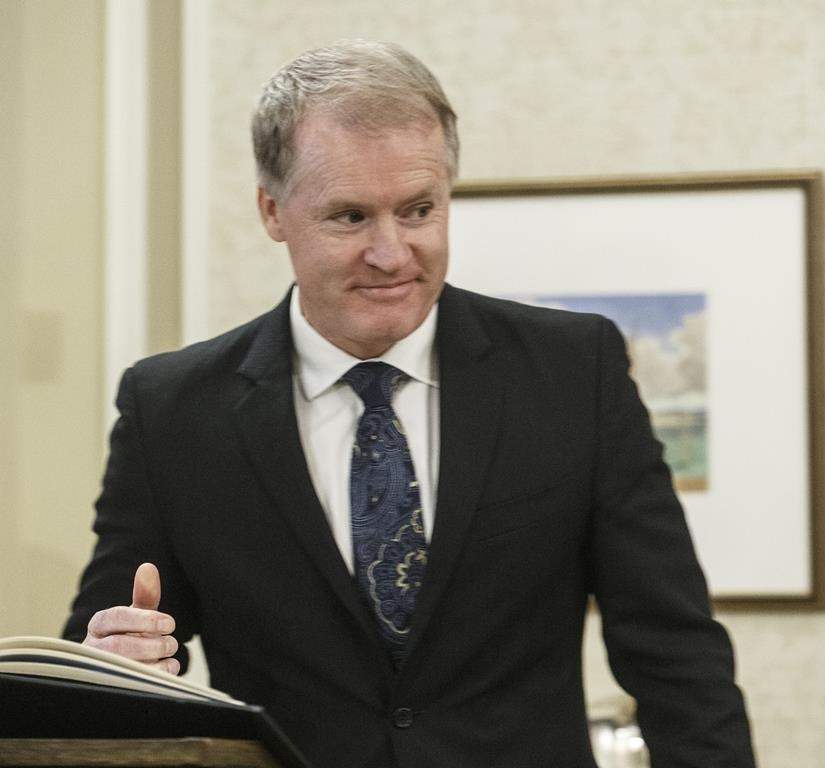 Grant Hunter is sworn into office in Edmonton on Tuesday, April 30, 2019.