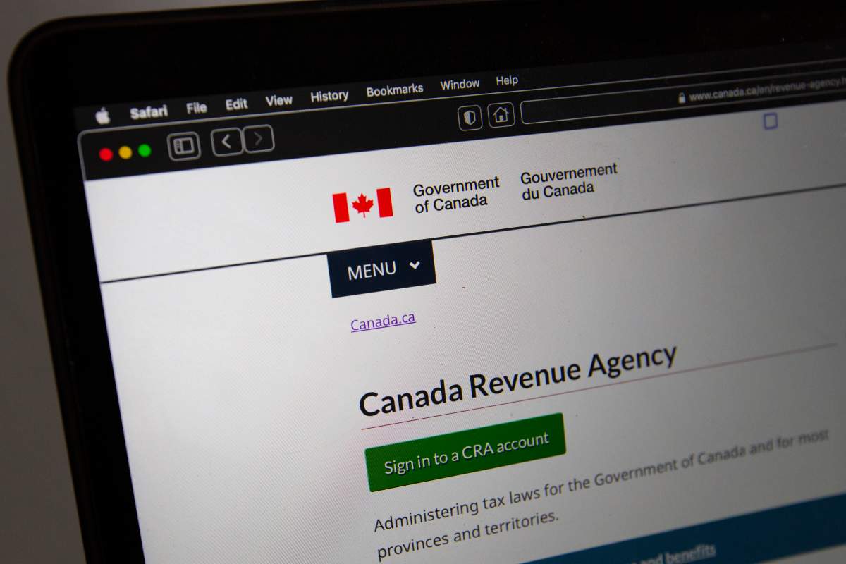 Canada Revenue Agency website pictured on a laptop