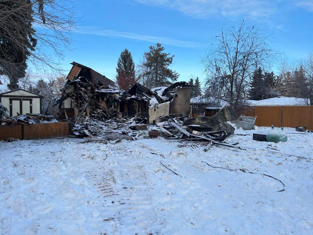 A man was found dead after a suspected arson at a home near 53 Avenue and 45 Street in Wetaskiwin, Alta. on Dec. 15, 2024.