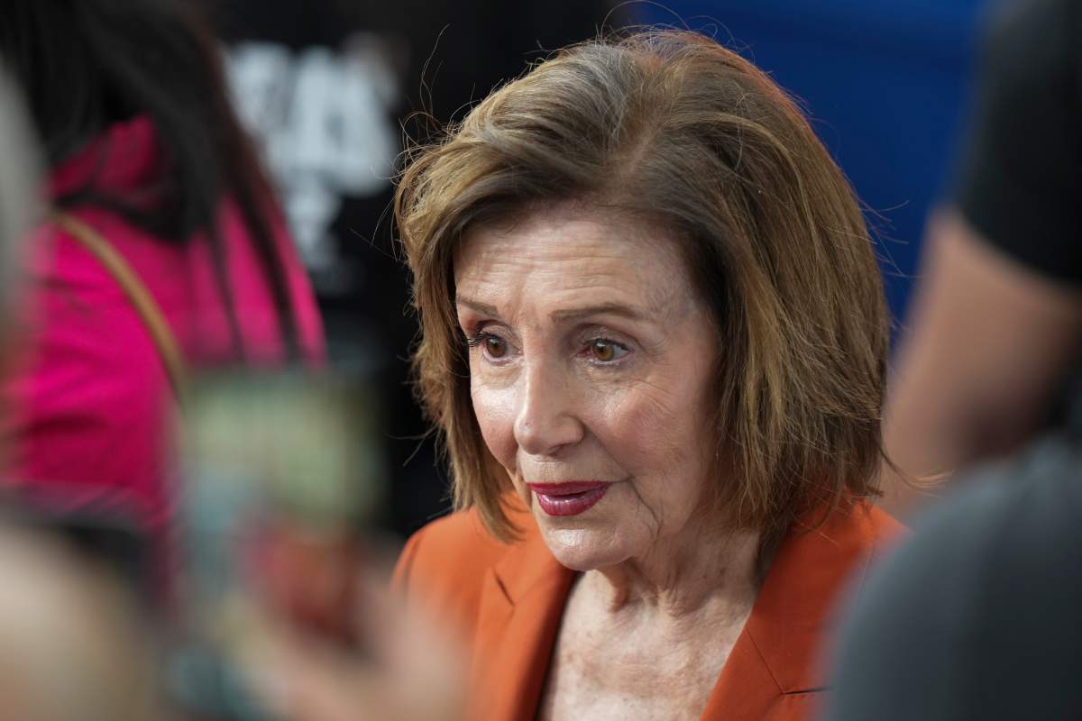 Rep. Nancy Pelosi, D-Calif., arrives ahead of Vice President Kamala Harris delivering a concession speech for the 2024 presidential election, Wednesday, Nov. 6, 2024, on the campus of Howard University in Washington. 