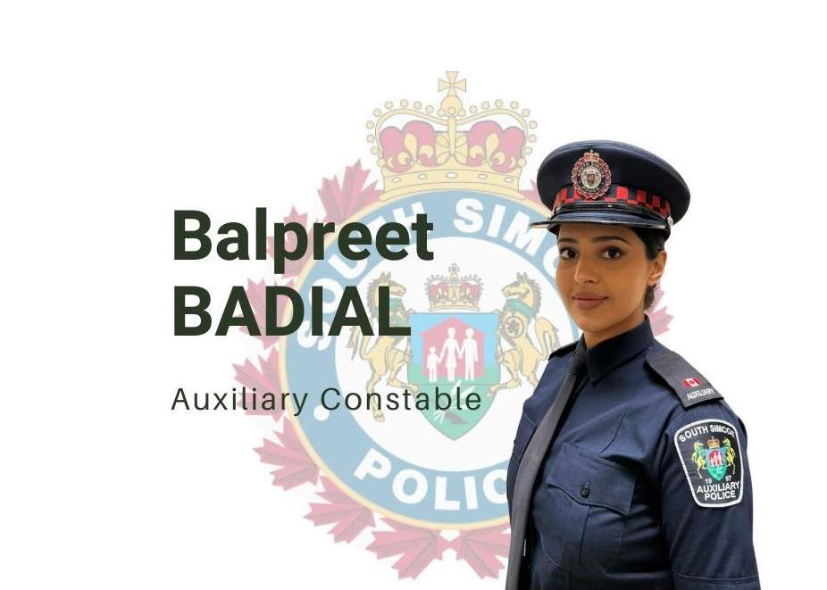 South Simcoe Police auxiliary constable Balpreet Badial