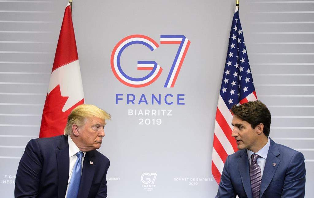 Prime Minister Justin Trudeau takes part in a bilateral meeting with U.S. President Donald Trump during the G7 Summit in Biarritz, France on August 25, 2019. In June 2025, Canada's new Prime Minister will host the G7 Summit in Alberta's Kananaskis Country, west of Calgary.