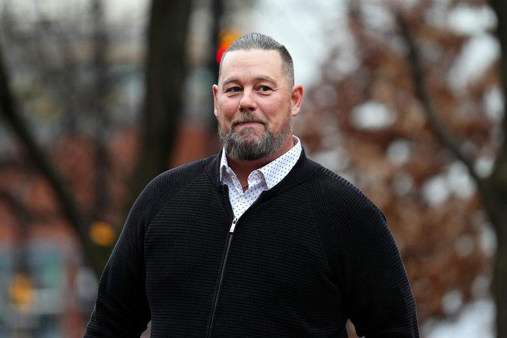 Freedom Convoy organizer Pat King returns to court following a break in Ottawa on Friday, Nov. 22, 2024. 