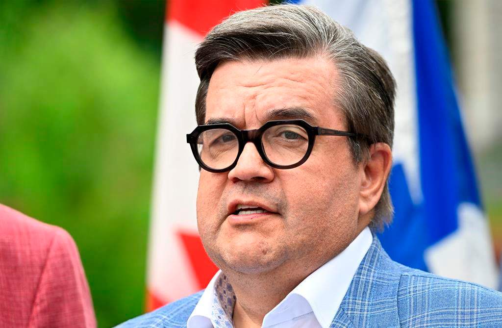 Former MP and Montreal mayor Denis Coderre speaks at a news conference, Friday, June 21, 2024 in Quebec City. 