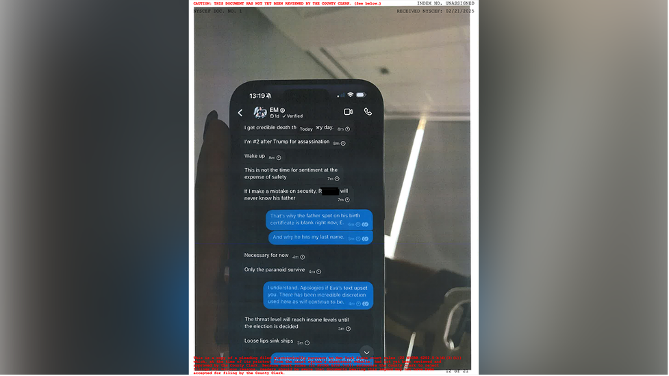 Photos provided in court documents showed screenshots of alleged conversations with Elon Musk.