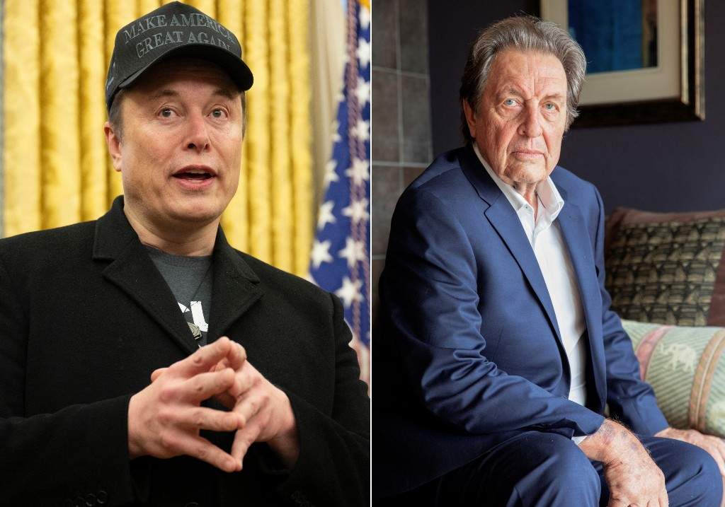 (L-R): Elon Musk and his father Errol Musk.