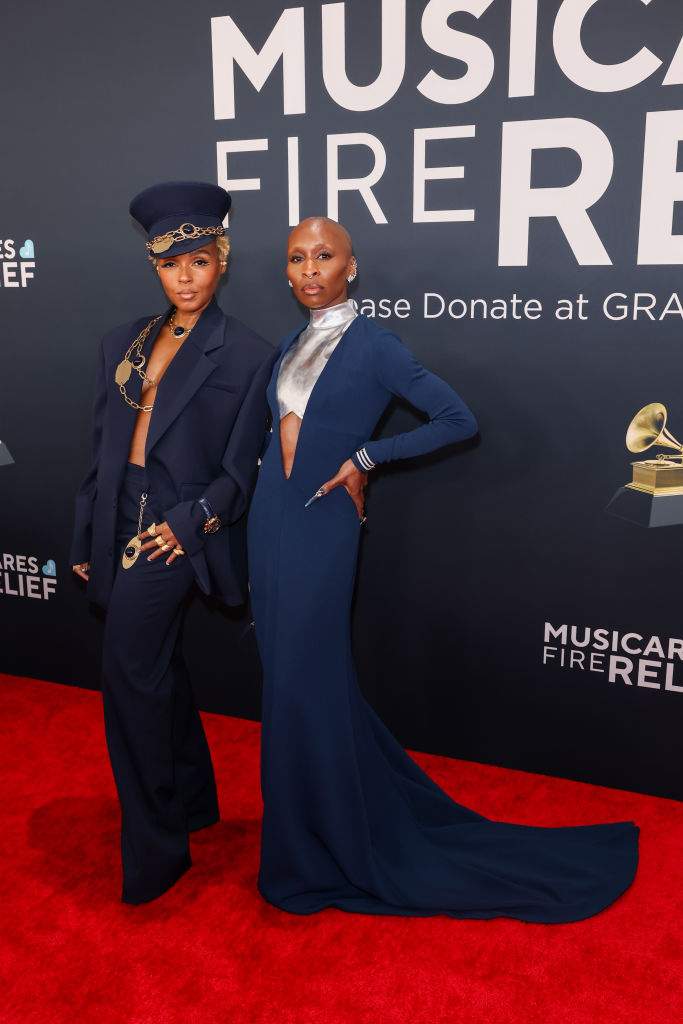 Janelle Monáe and Cynthia Erivo attend the 67th Annual GRAMMY Awards on February 02, 2025 in Los Angeles, California.