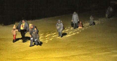 Four adults and five youth attempting to cross the Canada-U.S. border near Coutts on foot on Feb. 3, 2025.