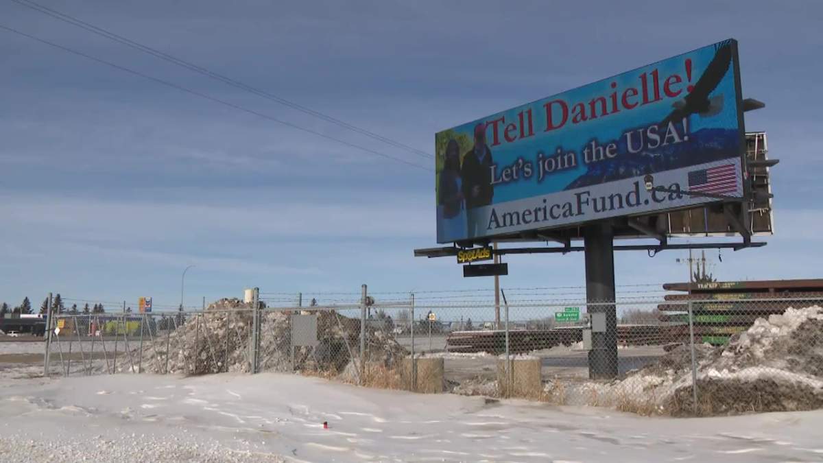 A billboard in Bowden calling on Alberta to join the United States was paid for by a group called America Fund, which was founded by members of the former Wexit separatist movement.