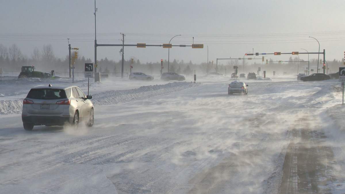 Winds have made for icy conditions on Regina roads on Feb. 6, 2025.