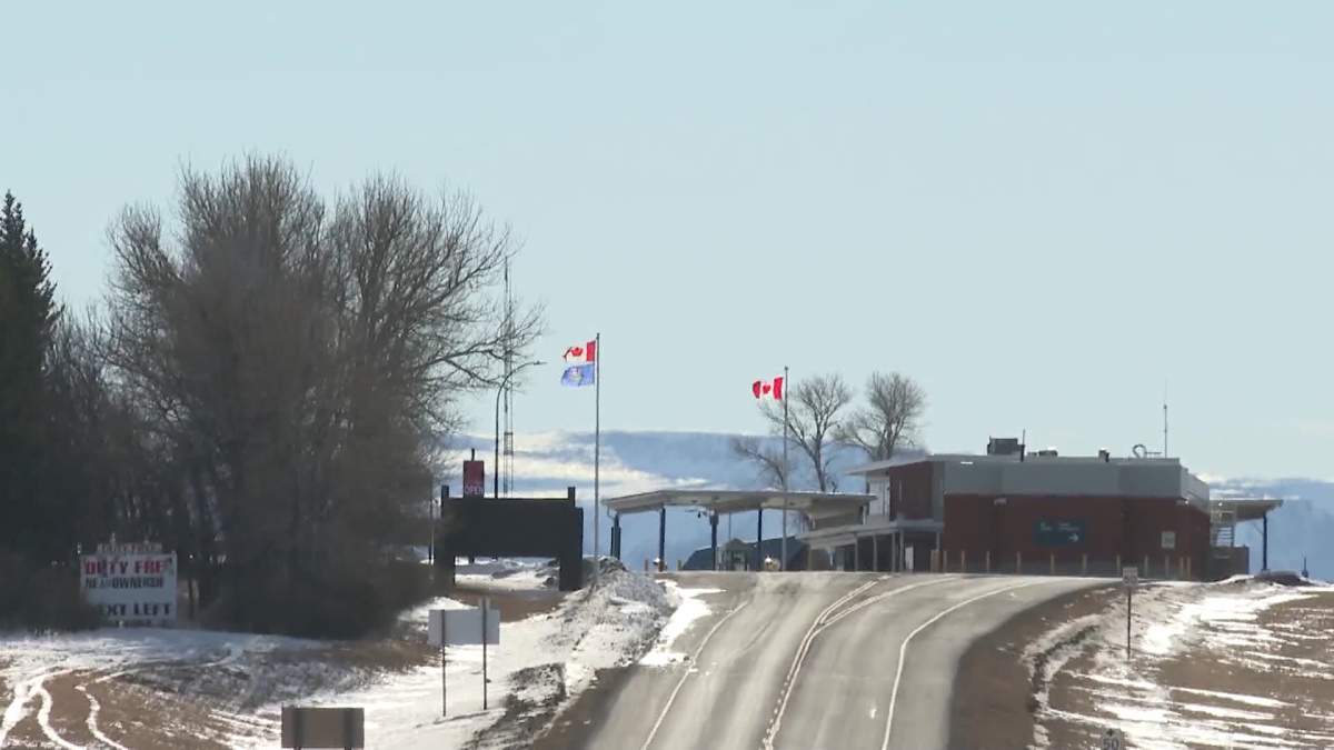 The Canada-U.S. border crossing at Coutts, Alta. In 2023 Alberta exported $156 billion worth of goods to the U.S. or 89 per cent of theprovince's total exports.