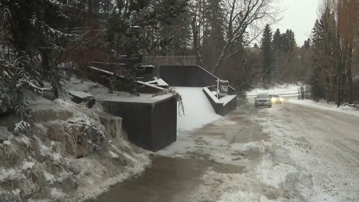 The plunging temperatures are also being blamed for a number of watermain breaks, including this one on Monday morning near Mount Royal University in Calgary.