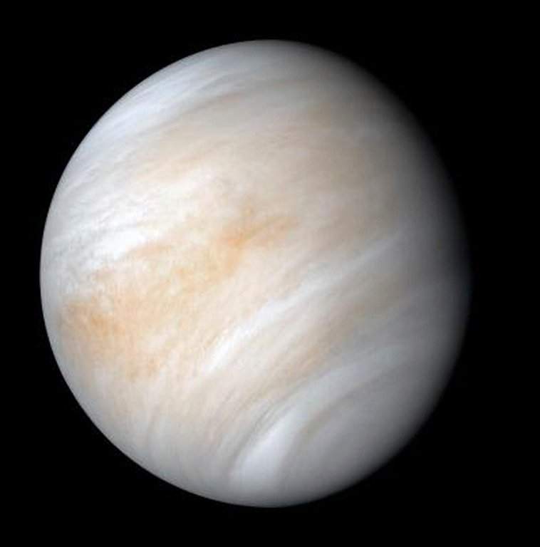 This image provided by NASA/JPL-Caltech shows Venus taken from NASA's Mariner 10 spacecraft. 