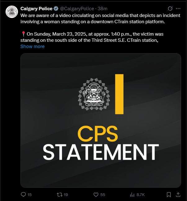 Calgary police say a 31-year-old Calgary man has been charged with attempted robbery after video of him appearing to attack a woman on a downtown CTrain platform was posted on social media.