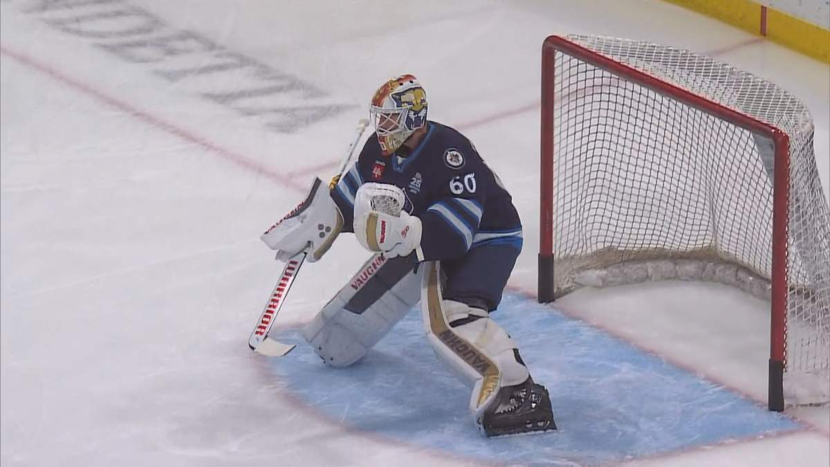 Goalie Chris Driedger with the Manitoba Moose.