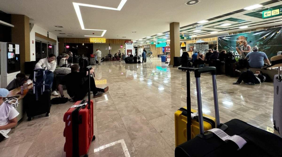 WestJet passengers waiting for their flight at the airport in Tulum, Mexico in March 2025.