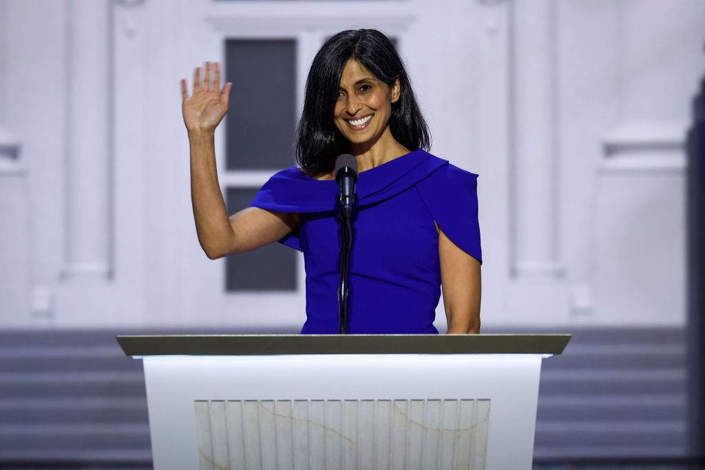 FILE - Usha Chilukuri Vance speaks on stage on the third day of the Republican National Convention at the Fiserv Forum on July 17, 2024 in Milwaukee, Wisconsin. Delegates, politicians, and the Republican faithful are in Milwaukee for the annual convention, concluding with former President Donald Trump accepting his party's presidential nomination. The RNC takes place from July 15-18. (Photo by Chip Somodevilla/Getty Images)