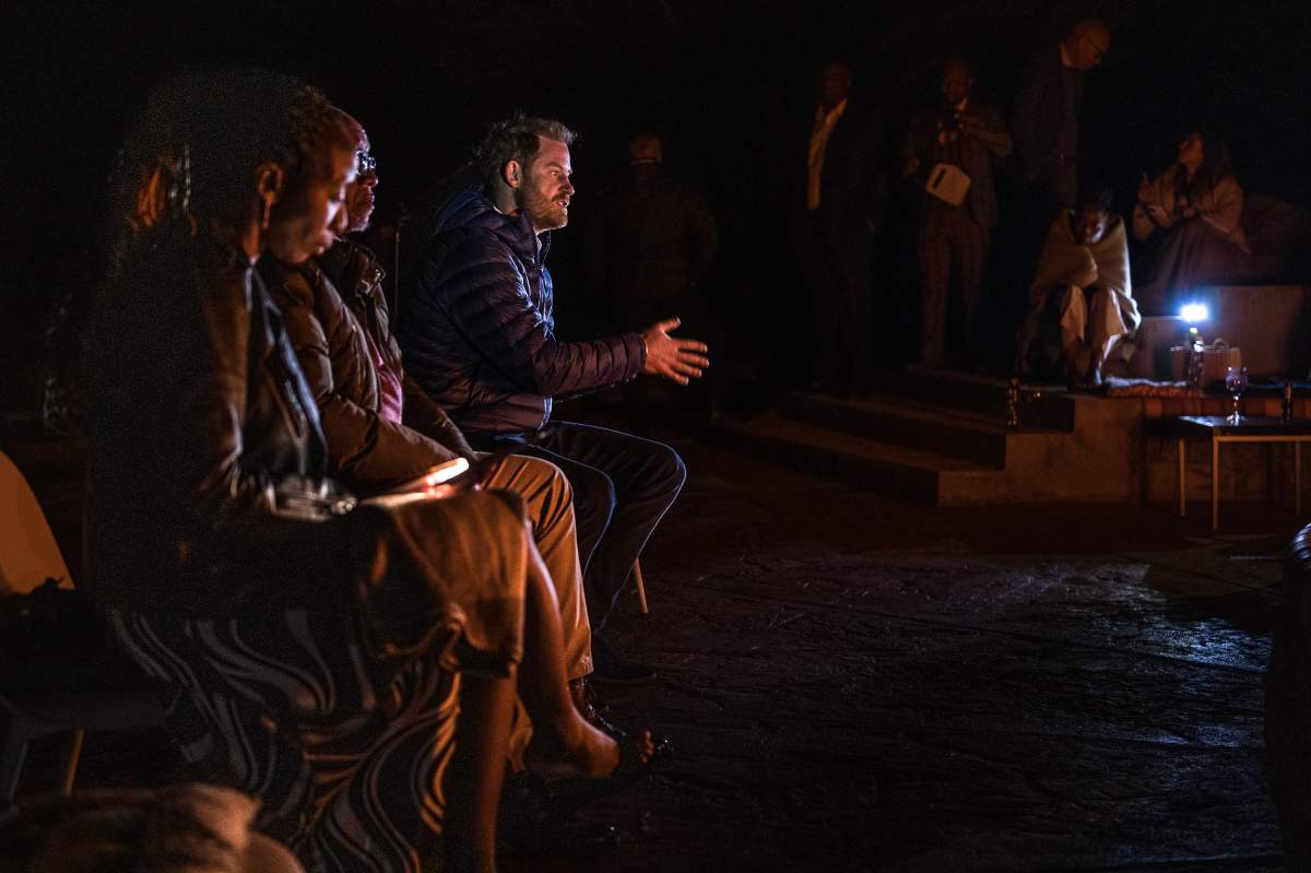 Prince Harry, Duke of Sussex speaks at a welcome event at Sentebale’s Mamohato Children’s Centre featuring the non-profit’s Let Youth Lead advocates from Botswana, and a celebration of Basatho culture, on October 1, 2024 in Maseru, Lesotho.