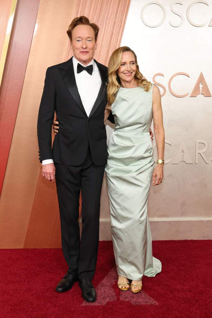 Conan O'Brien and Liza Powel O'Brien attends the 97th Annual Oscars at Dolby Theatre on March 02, 2025 in Hollywood, California.