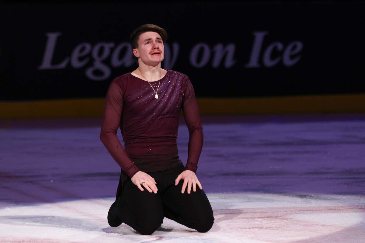 Maxim Naumov reacts after performing at Capital One Arena on March 2, 2025 in Washington, DC.