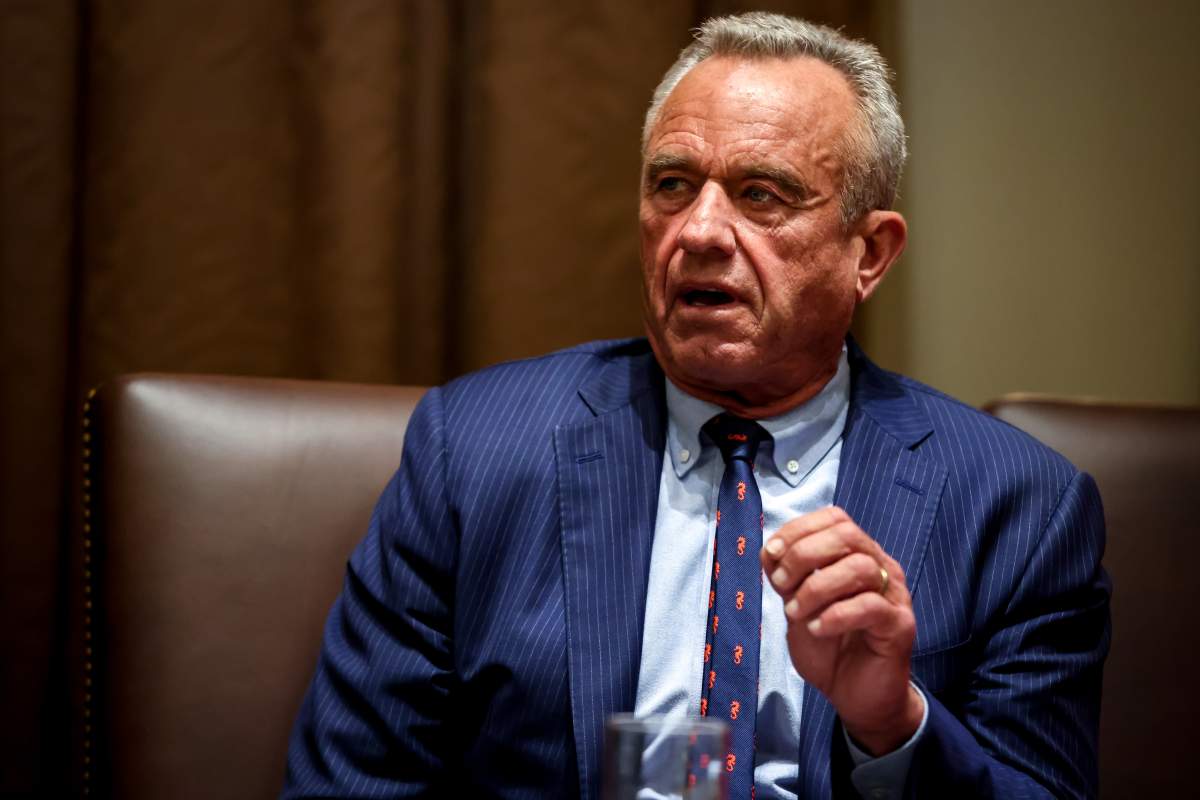 Robert F. Kennedy Jr., US secretary of Health and Human Services (HHS), during a cabinet meeting at the White House in Washington, DC, US, on Monday, March 24, 2025. US President Donald Trump reiterated his call for the Federal Reserve to cut interest rates during a Cabinet meeting on Monday, as he continues to push the central bank on monetary policy. Photographer: Samuel Corum/Sipa/Bloomberg via Getty Images