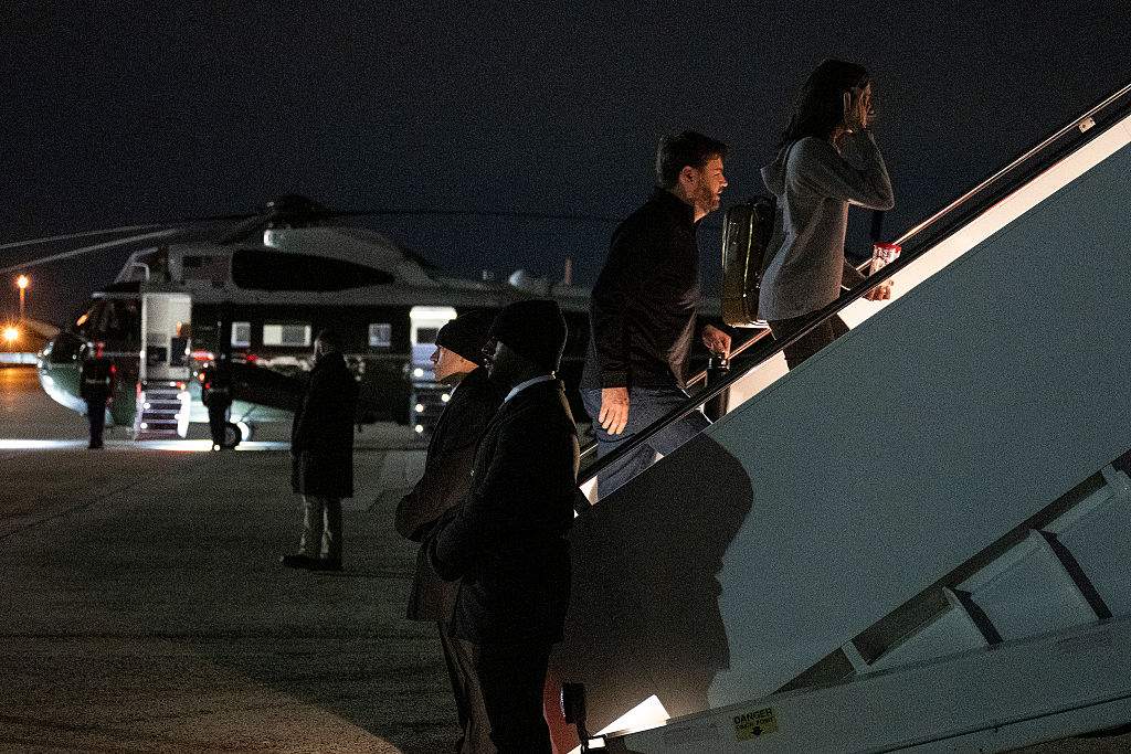 U.S. Vice President JD Vance and Second Lady Usha Vance board Air Force Two on March 28, 2025.