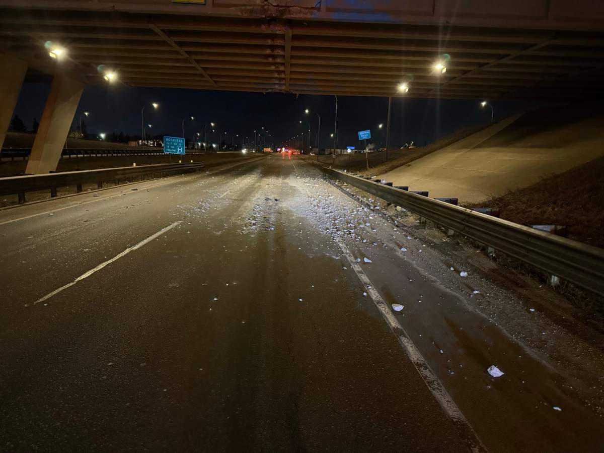 The 34 Street overpass at the Sherwood Park Freeway on Edmonton's eastern outskirts sustained damage when it was struck by a semi-truck late Monday night and drivers reported delays in the area as a result of closures on Tuesday morning.