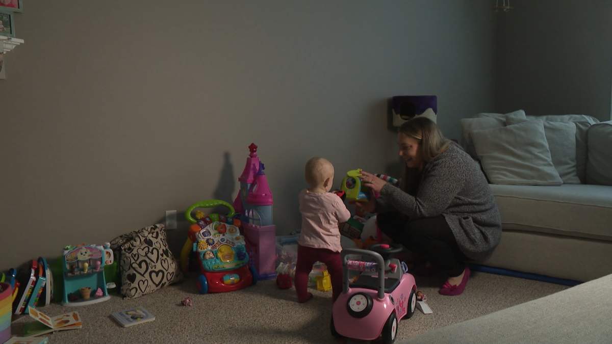 Bre Kaglar and her daughter can spent up to 8 hours at a time at the hospital while she is undergoing chemotherapy for the tumours in both her eyes.