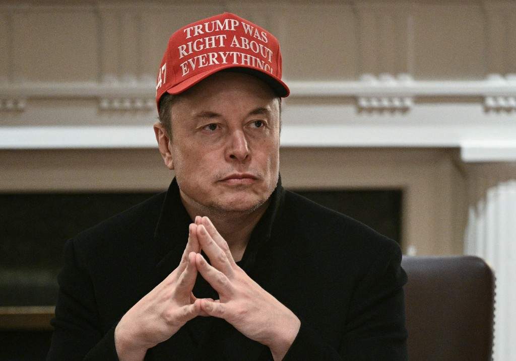 Elon Musk looks on during a cabinet meeting hosted by US President Donald Trump in the Cabinet Room of the White House on March 24, 2025, in Washington, DC.