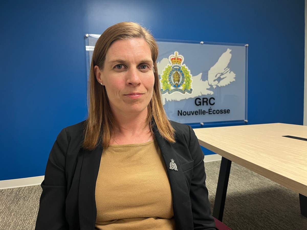 Cpl. Holly Murphy is pictured at RCMP headquarters in Burnside, NS, after speaking with Global News about how officers are required to handle bench warrants.