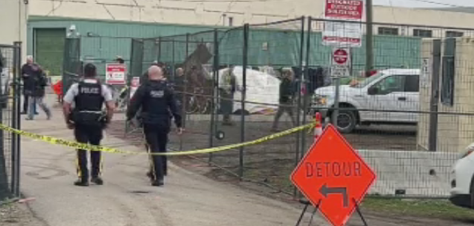 Fencing has been erected around Kelowna's tent city in an effort to increase safety. 