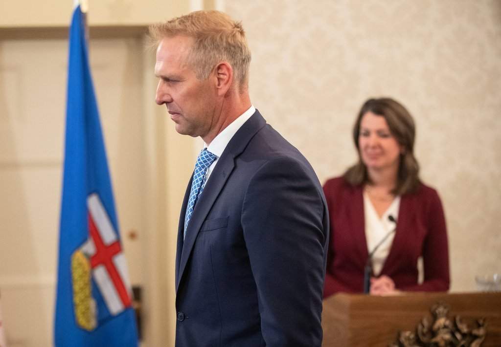 Minister of Affordability and Utilities Nathan Neudorf  is sworn into cabinet, in Edmonton, Friday, June 9, 2023. 