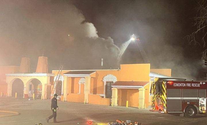 Edmonton Fire Rescue Services said crews were called to a fire at a Hindu temple at 14225 133 Ave. at 3:35 a.m. on April 24, 2025.