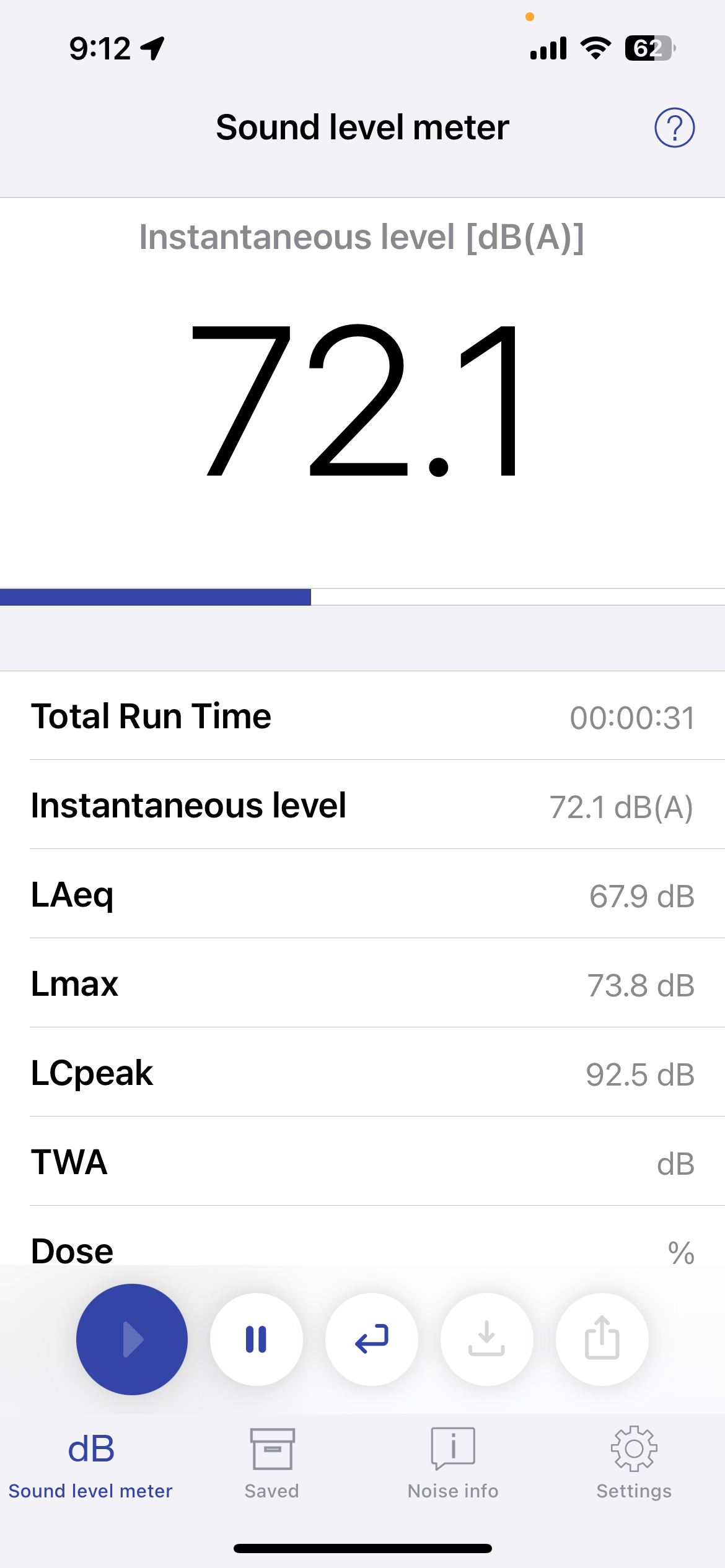 Screenshot of how the ambient noise