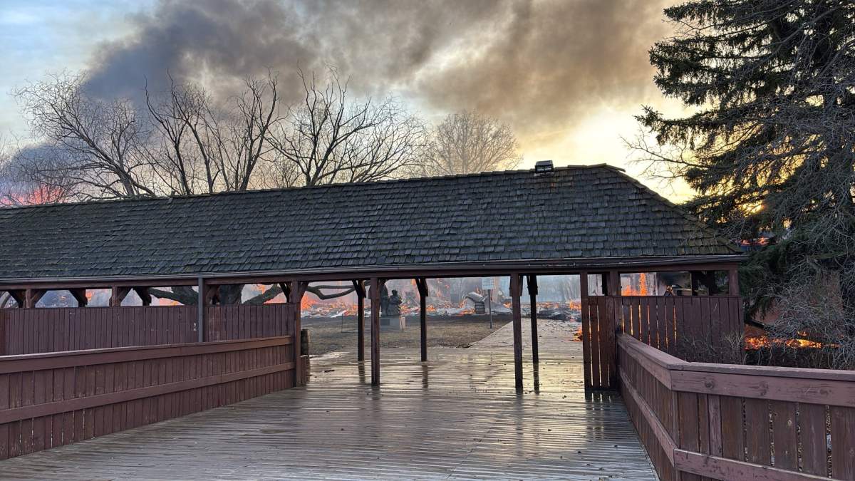 The Ukrainian Cultural Heritage Village near Elk Island National Park east of Edmonton caught fire on the evening of Friday, April 18, 2025.