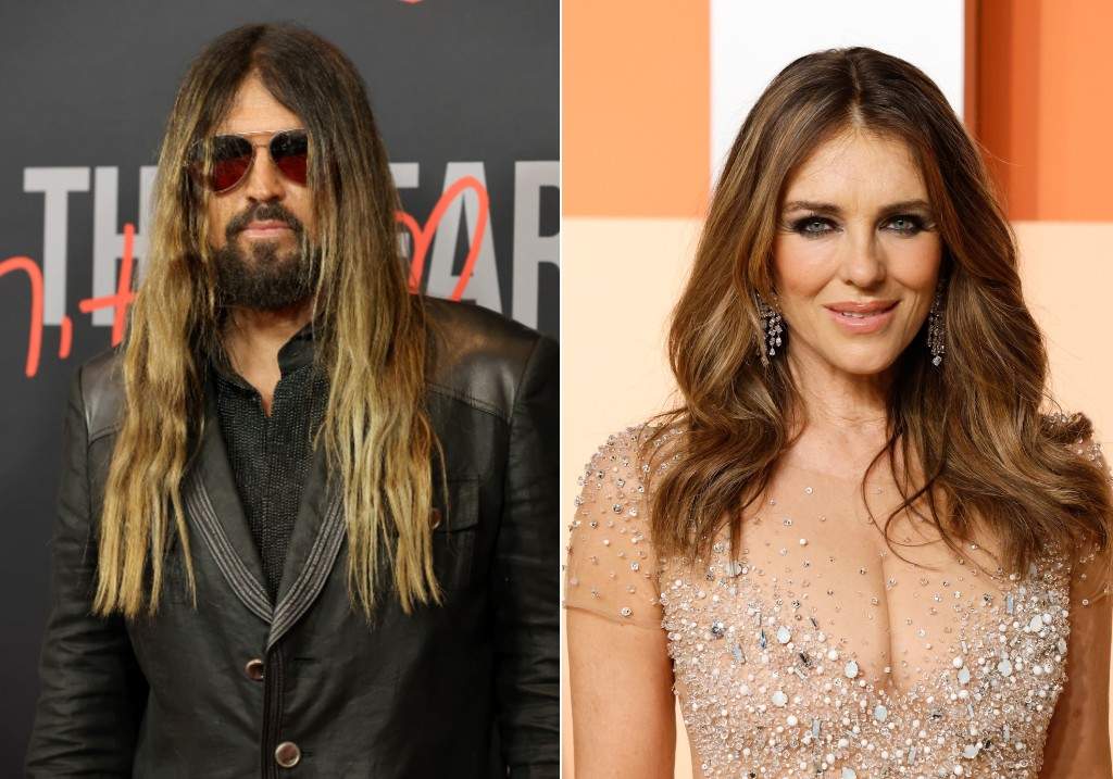 (L-R:) Billy Ray Cyrus and actress Elizabeth Hurley appeared to go public with their relationship.