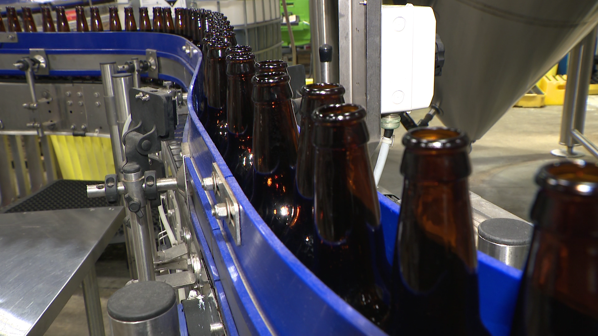 Beer Bottles are ready for filling at Port City Brewing in Alexandria, Virginia