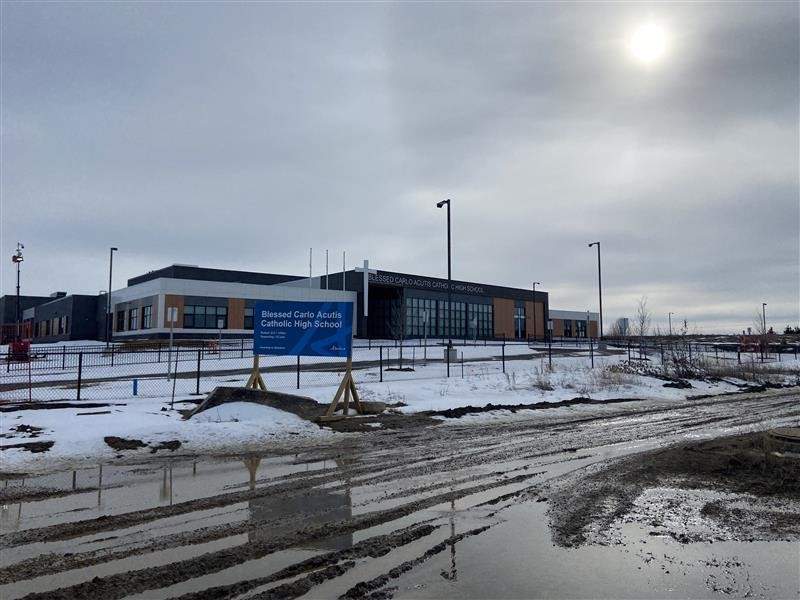 The Blessed Carlo Acutis Catholic High School in Camrose is unable to open due to a lack of road and servicing access.