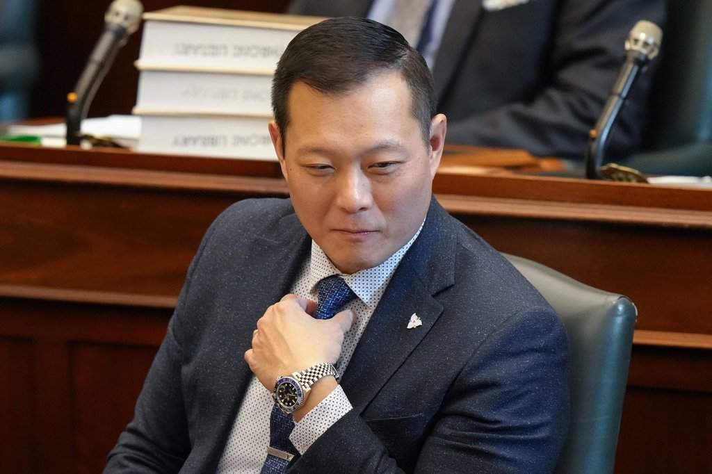 Minister Stan Cho attends question period at the Ontario Legislature in Toronto.
