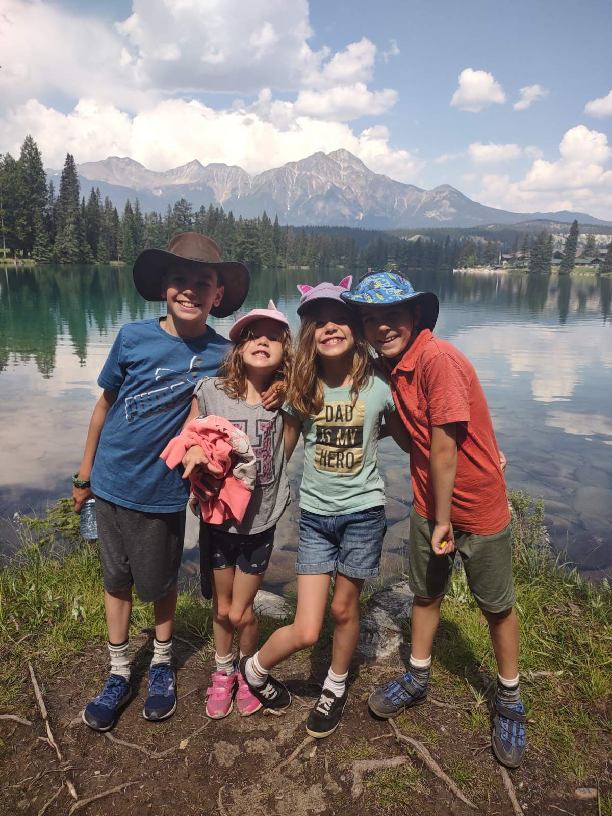 An undated Field family photo in the mountains. Emma is wearing the pink shoes.