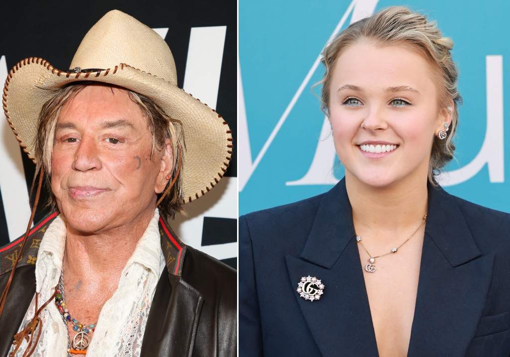 (L-R:) Actor Mickey Rourke and JoJo Siwa.