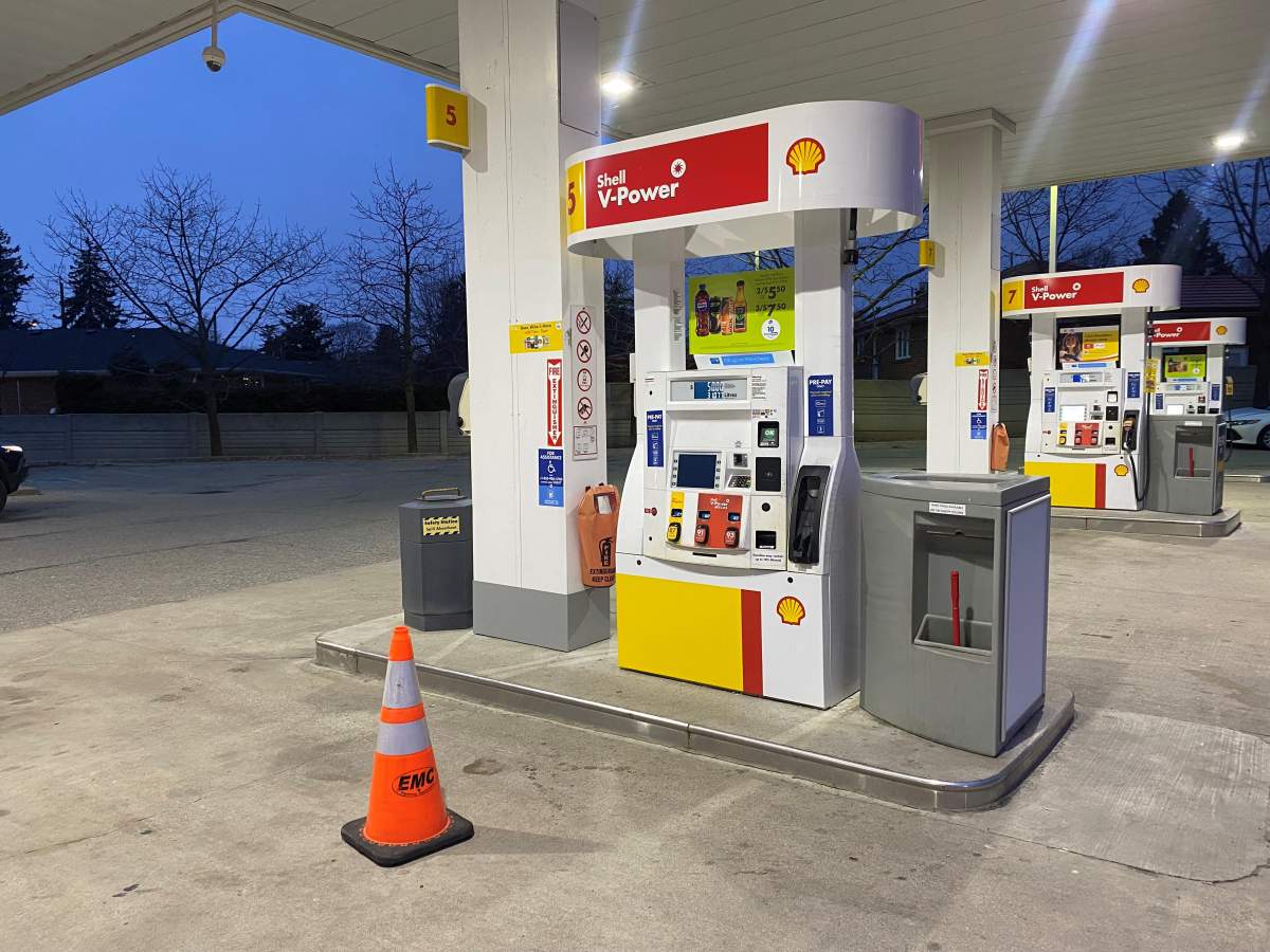 A gas pump is out of service after a man drove off with the nozzle still attached critically injuring another man.