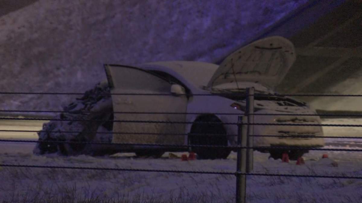 Calgary police said the first people on scene of the crash found that the victim had been ejected for her vehicle that was spun out on the road.