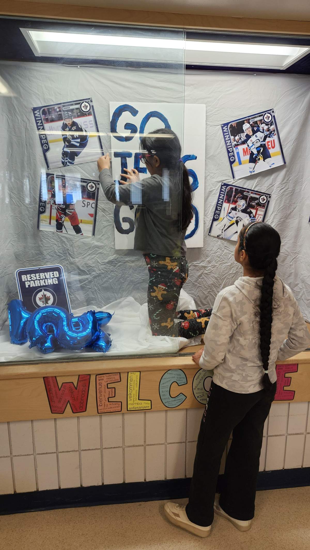 James Nisbet Community School students have filled halls, walls and display cases with items to support the Winnipeg Jets’ bid for the Stanley Cup.