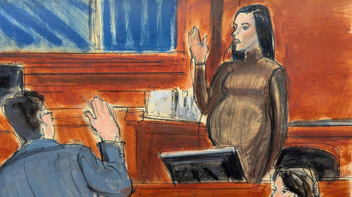 Cassie Ventura takes an oath before testifying in Manhattan federal court, Tuesday, May 13, 2025, in New York.