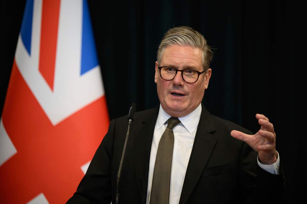 Britain's Prime Minister Keir Starmer attends a press conference with Albania's Prime Minister Edi Rama at the Kryeministria in Tirana, Albania, Thursday May 15, 2025. 