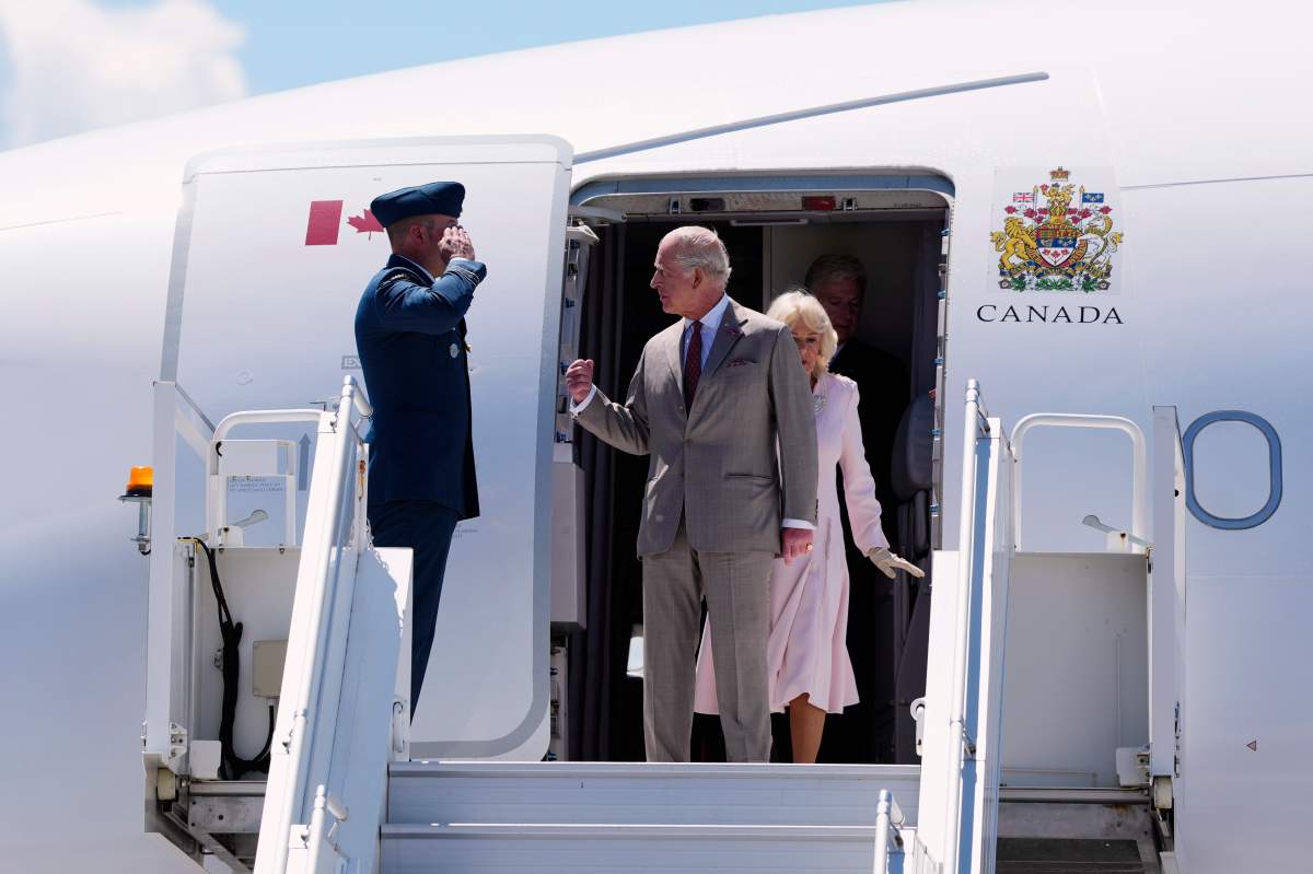 King Charles and Queen Camilla arrive at the Ottawa International Airport in Ottawa for a royal visit on May 26, 2025.